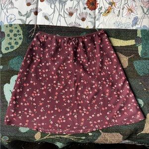 Wild Fable Burgundy Floral Mini Skirt